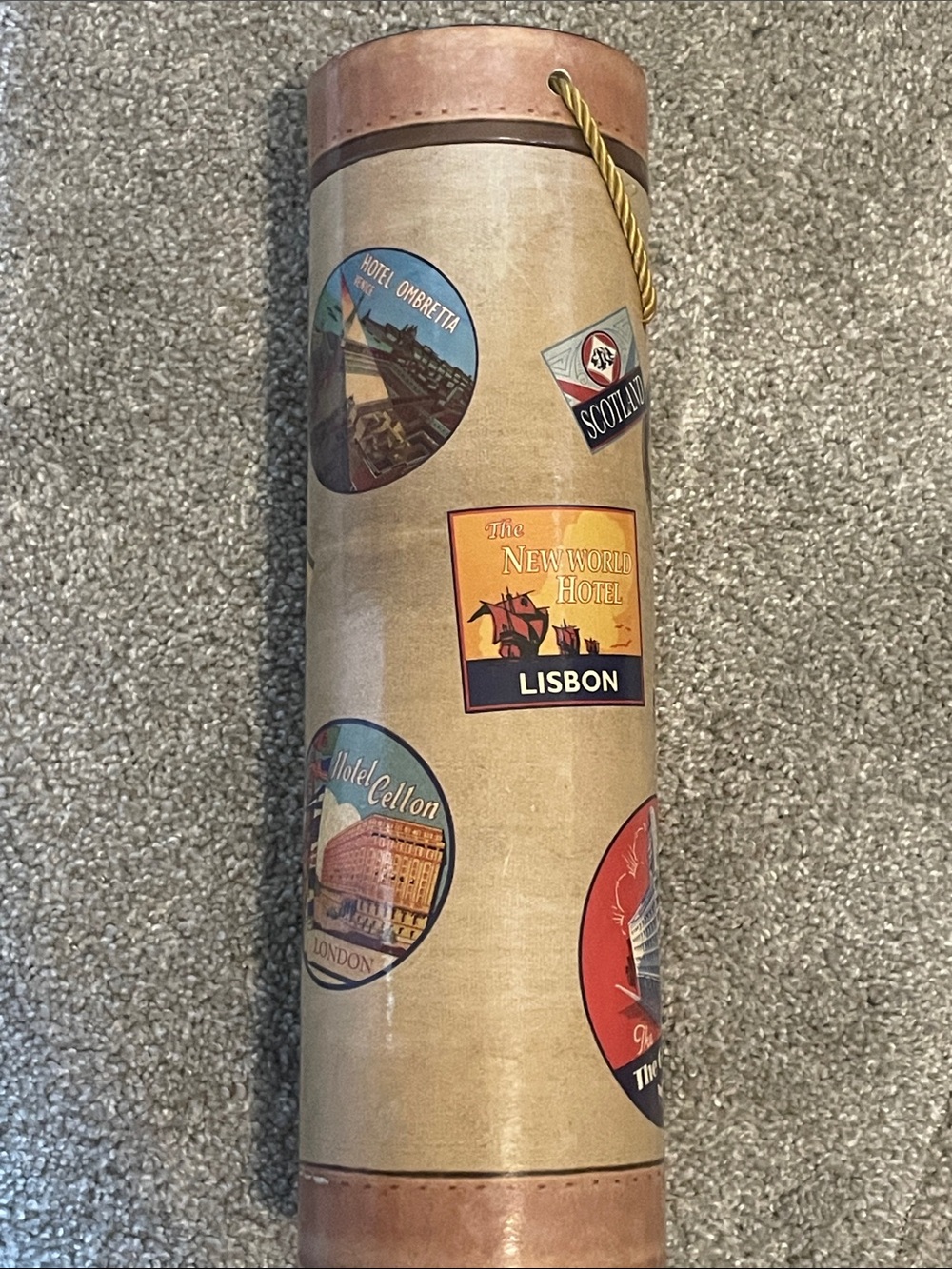Vintage Travel Sticker Decorative Wine Storage Tube -